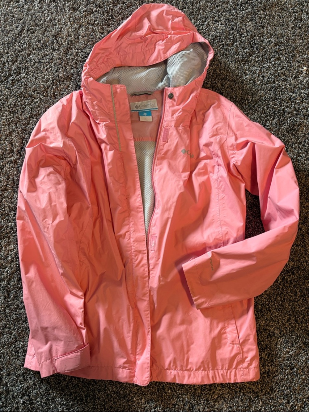 Columbia Kids' Pink Hooded Rain Jacket Size Large 14 - 16